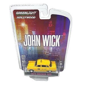 COPY - 1:64 Greenlight *HOLLYWOOD 33* JOHN WICK 1974 Checker Taxi Cab NIP